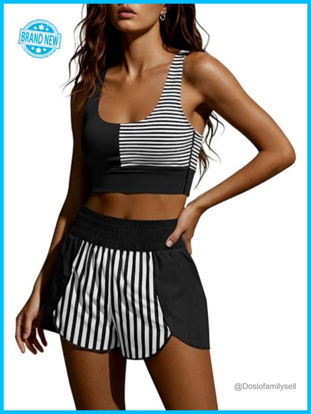 Cropped Tank Top with Built-in Bra and High-Waist Shorts Two Piece Workout Set
